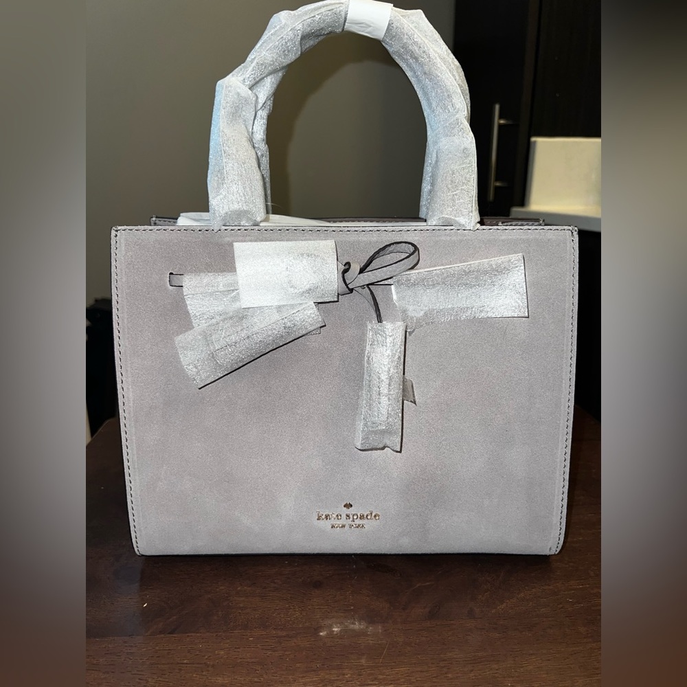 Kate Spade Medium Grey Suede Satchel